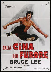 4w406 CHINESE CONNECTION Italian 1p R1970s Lo Wei's Jing Wu Men, kung fu Bruce Lee, art by Ciriello!