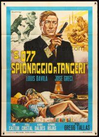 4w429 ESPIONAGE IN TANGIER Italian 1p '65 cool secret agent artwork by Rodolfo Gasparri!