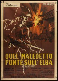 4w472 LEGION OF NO RETURN Italian 1p '69 Nistri art of WWII soldier Tab Hunter & exploding bridge!