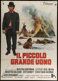 4w474 LITTLE BIG MAN Italian 1p '71 different art of Dustin Hoffman & Native Americans, Arthur Penn
