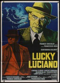 4w480 LUCKY LUCIANO export Italian 1p '74 cool different image of Gian Maria Volonte & Rod Steiger!
