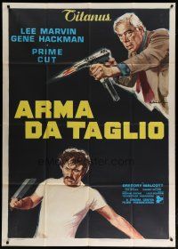 4w507 PRIME CUT Italian 1p '72 Lee Marvin w/machine gun, Gene Hackman w/cleaver, Ciriello art!