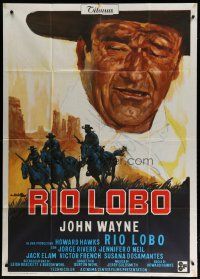 4w520 RIO LOBO Italian 1p '71 Howard Hawks, different art of John Wayne by Averardo Ciriello!