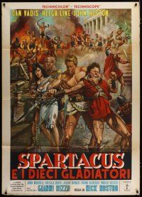 4w540 SPARTACUS & THE TEN GLADIATORS Italian 1p '64 great sword & sandal art by Antonio Mos!