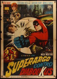 4w546 SUPERARGO VS. DIABOLICUS Italian 1p '66 cool art of masked hero by Renato Casaro!