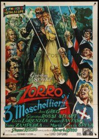 4w577 ZORRO & THE 3 MUSKETEERS Italian 1p '63 Tarquini art of the classic swashbucklers together!