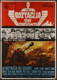 4w114 BATTLE OF THE BULGE Italian 2p '65 Henry Fonda, Robert Shaw, cool tank art, Cinerama!