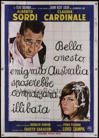 4w147 GIRL IN AUSTRALIA Italian 2p '71 artwork of sexy Claudia Cardinale & Alberto Sordi!