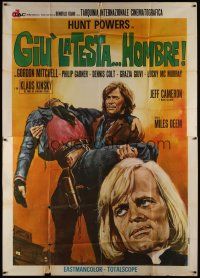 4w149 GIU' LA TESTA... HOMBRE Italian 2p '71 Klaus Kinski, cool spaghetti western art by Gasparri!