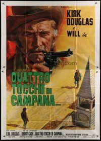 4w151 GUNFIGHT Italian 2p '71 different art of Kirk Douglas with gun by Averardo Ciriello!