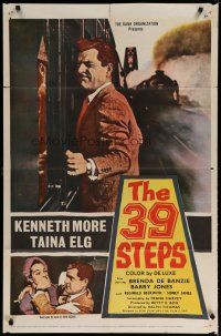 4x008 39 STEPS 1sh '60 Kenneth More, Taina Elg, English crime thriller, cool art!