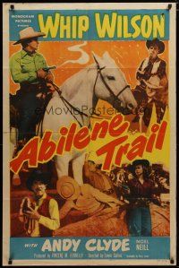 4x013 ABILENE TRAIL 1sh '51 cowboy Whip Wilson on horseback, pretty Noel Neill, Andy Clyde