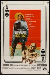 4x017 ACE HIGH int'l 1sh '69 Eli Wallach, Terence Hill, spaghetti western, ace of spades design!