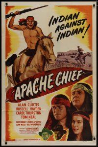 4x043 APACHE CHIEF 1sh '49 Native Americans Alan Curtis & Russell Hayden, redskin vs redskin!