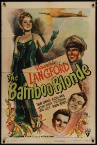 4x062 BAMBOO BLONDE style A 1sh '46 art of super sexy elegant Frances Langford & WWII bomber!