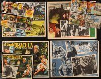 4y215 LOT OF 13 MEXICAN LOBBY CARDS FROM HORROR, SCIENCE FICTION & JUNGLE MOVIES '40s-60s cool!