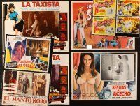4y216 LOT OF 10 MEXICAN LOBBY CARDS FROM MOSTLY SEXPLOITATION MOVIES '60s-70s sexy naked ladies!