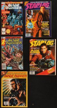 4y082 LOT OF 2 COMIC BOOKS AND 3 MAGAZINES ABOUT BLADE RUNNER '82 cool images of Harrison Ford!