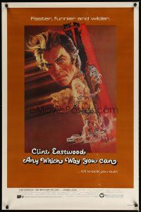 4z074 ANY WHICH WAY YOU CAN 1sh '80 cool artwork of Clint Eastwood by Bob Peak!