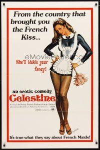 4z198 CELESTINE 1sh '74 Jesus Franco, it's true what they say about French Maids, Lina Romay!
