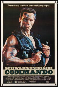 4z217 COMMANDO 1sh '85 Arnold Schwarzenegger is going to make someone pay!