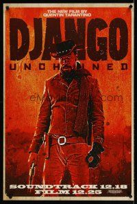 4z269 DJANGO UNCHAINED soundtrack advance 1sh '12 cool image of Jamie Foxx in title role!