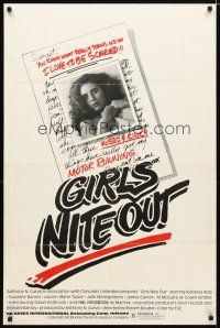 4z341 GIRLS NITE OUT 1sh '82 Rutanya Alda, Suzanne Barnes, weird & kinky horror!