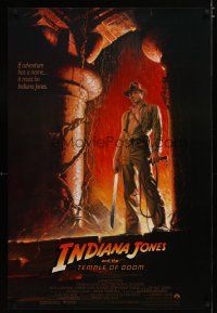 4z422 INDIANA JONES & THE TEMPLE OF DOOM 1sh '84 adventure is Ford's name, Bruce Wolfe art!