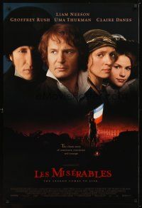 4z476 LES MISERABLES int'l DS 1sh '98 Liam Neeson, Uma Thurman, Geoffrey Rush, Claire Danes!