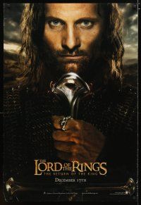 4z494 LORD OF THE RINGS: THE RETURN OF THE KING teaser DS 1sh '03 Viggo Mortensen as Aragorn!