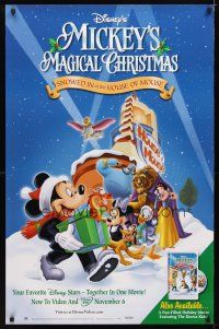 4z530 MICKEY'S MAGICAL CHRISTMAS video poster '01 cool image of Mickey Mouse and the gang!