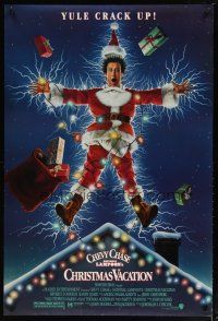4z555 NATIONAL LAMPOON'S CHRISTMAS VACATION DS 1sh '89 Consani art of Chevy Chase, yule crack up!