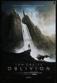 4z567 OBLIVION teaser DS 1sh '13 Morgan Freeman, image of Tom Cruise & waterfall in city!