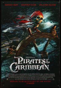 4z592 PIRATES OF THE CARIBBEAN advance DS 1sh '03 Curse of the Black Pearl, skeleton at the wheel!
