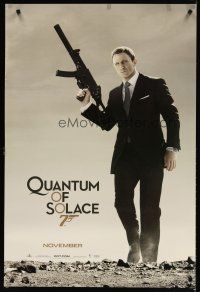 4z616 QUANTUM OF SOLACE int'l teaser DS 1sh '08 Daniel Craig as Bond with H&K submachine gun!