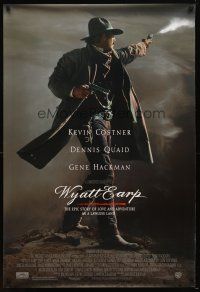 4z842 WYATT EARP DS 1sh '94 cool image of Kevin Costner in the title role firing gun!