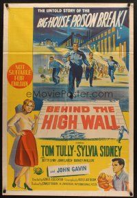 5a466 BEHIND THE HIGH WALL Aust 1sh '56 Tully, smoking Sylvia Sidney, big house prison break art!