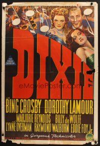 5a494 DIXIE Aust 1sh '43 artwork of Bing Crosby, sexy Dorothy Lamour & Marjorie Reynolds!