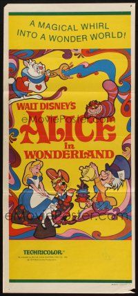 5a571 ALICE IN WONDERLAND Aust daybill R74 Walt Disney Lewis Carroll classic, cool psychedelic art
