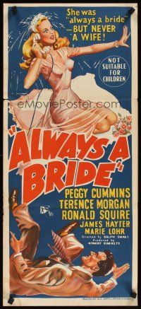 5a574 ALWAYS A BRIDE Aust daybill '53 art of sexy Peggy Cummins & Terence Morgan!