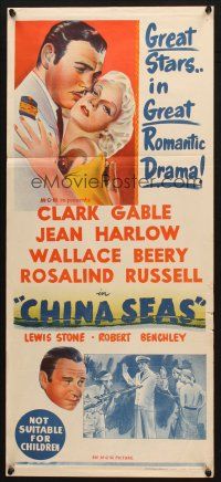 5a627 CHINA SEAS Aust daybill R50s Clark Gable, sexy Jean Harlow, Wallace Beery!
