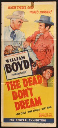 5a635 DEAD DON'T DREAM Aust daybill '48 artwork of William Boyd as Hopalong Cassidy!