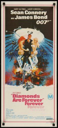 5a638 DIAMONDS ARE FOREVER Aust daybill '71 art of Sean Connery as James Bond by Robert McGinnis!