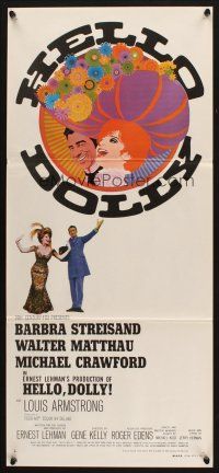 5a681 HELLO DOLLY Aust daybill '70 art of Barbra Streisand & Walter Matthau by Richard Amsel!