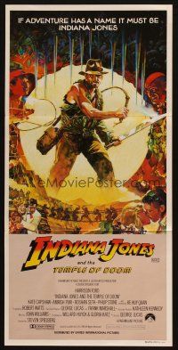5a697 INDIANA JONES & THE TEMPLE OF DOOM Aust daybill '84 art of Harrison Ford by Mike Vaughan!