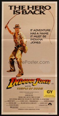 5a699 INDIANA JONES & THE TEMPLE OF DOOM Aust daybill '84 Harrison Ford, the hero is back!
