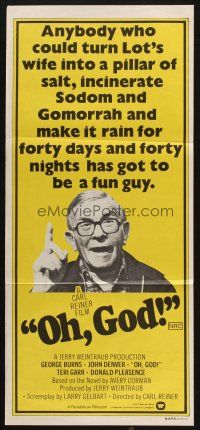 5a776 OH GOD Aust daybill '77 directed by Carl Reiner, great super close up of wacky George Burns!