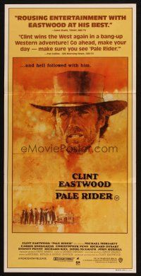5a787 PALE RIDER Aust daybill '85 great artwork of cowboy Clint Eastwood by C. Michael Dudash!