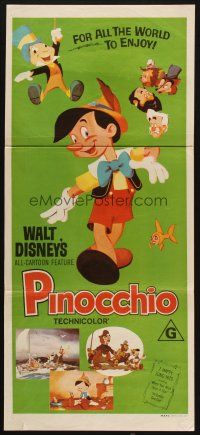 5a795 PINOCCHIO Aust daybill R70s Disney classic cartoon about a wooden boy who wants to be real!