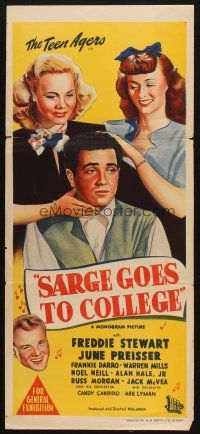 5a848 SARGE GOES TO COLLEGE Aust daybill '47 Frankie Darro, Noel Neill, Alan Hale Jr., Teen Agers!